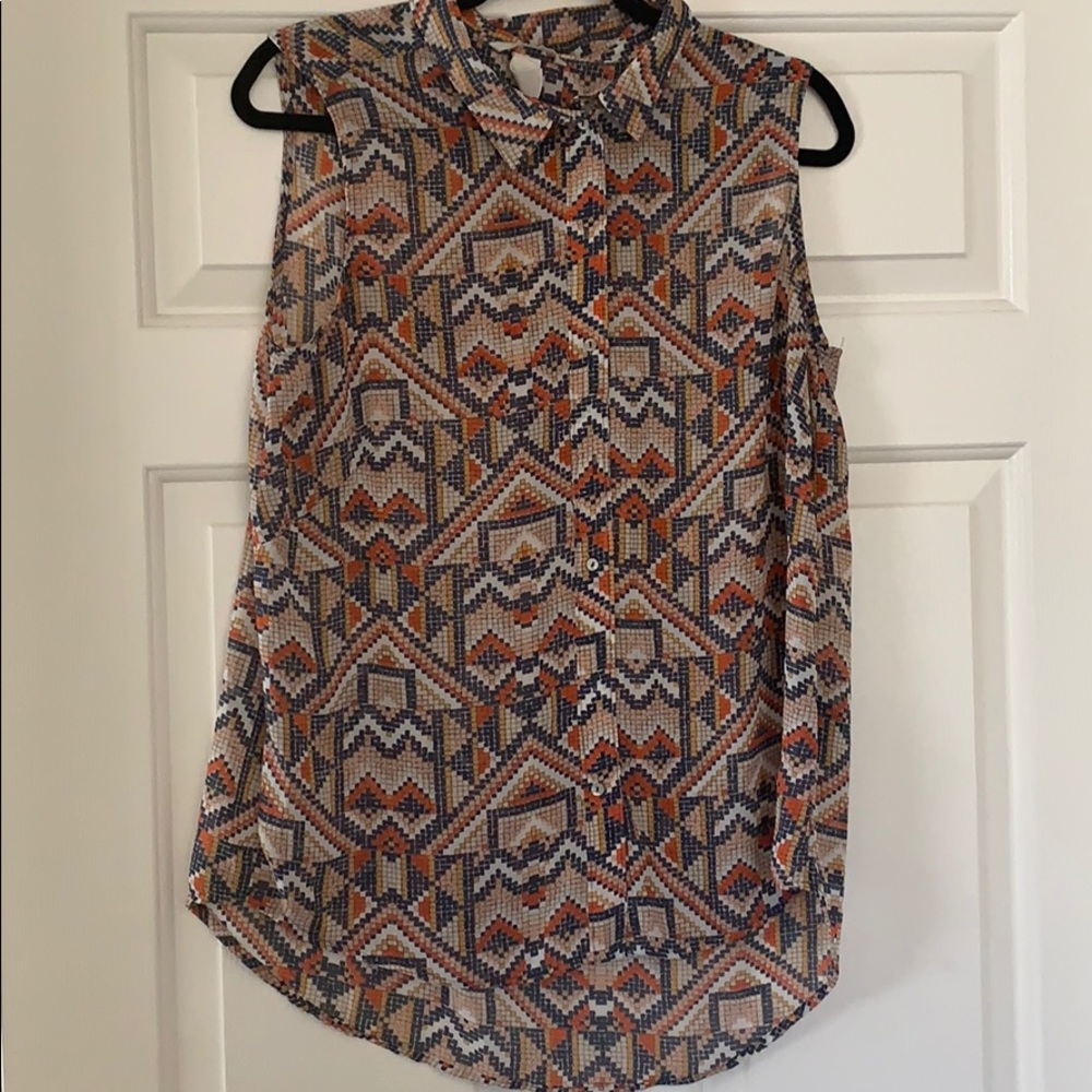 Patterned mod button up tank